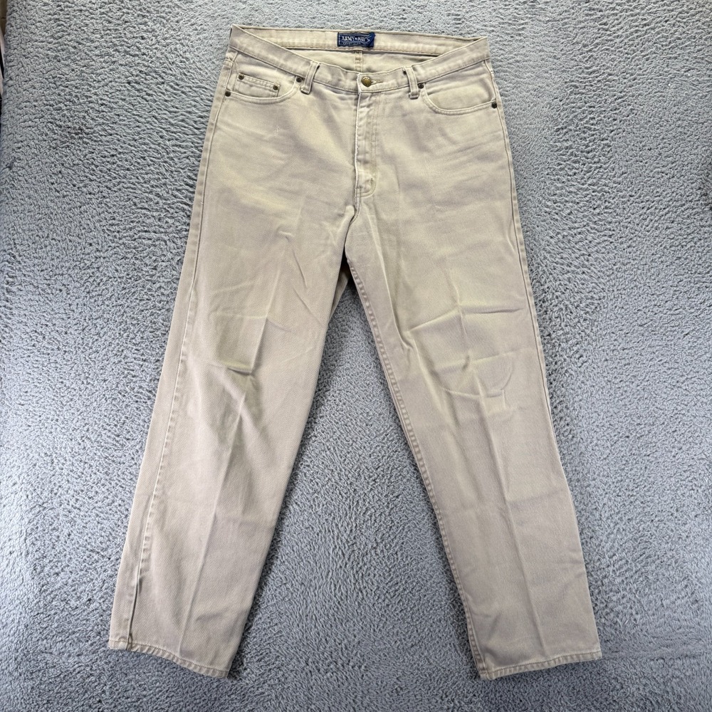 Vintage Army Navy Pant Mens 36x32 Beige Cotton Khakis Straight Military Uniform